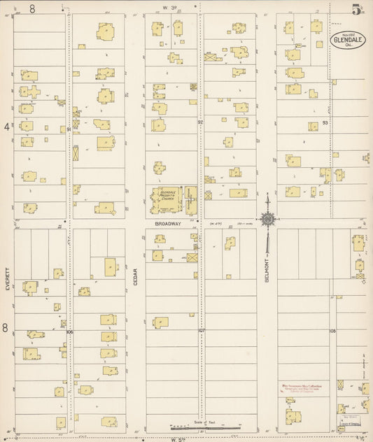 Sanborn Fire Insurance Map from Glendale, Los Angeles County, California (1912), Sheet #0005 - Historic Sanborn Fire Insurance Map Print, vintage old map wall art, antique decor, genealogy gift, California California map