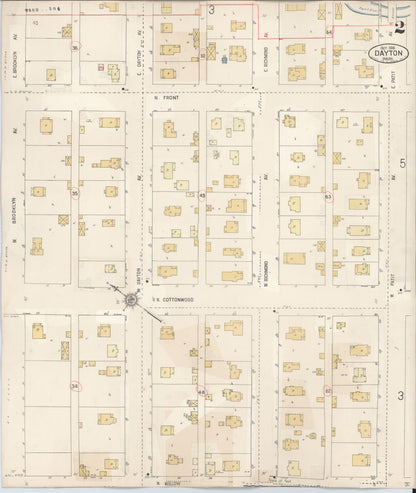 Sanborn Fire Insurance Map from Dayton, Columbia County, Washington (1943), Sheet #0002 - Complete Map Set gallery image, historic Sanborn map, vintage wall art, Washington Washington