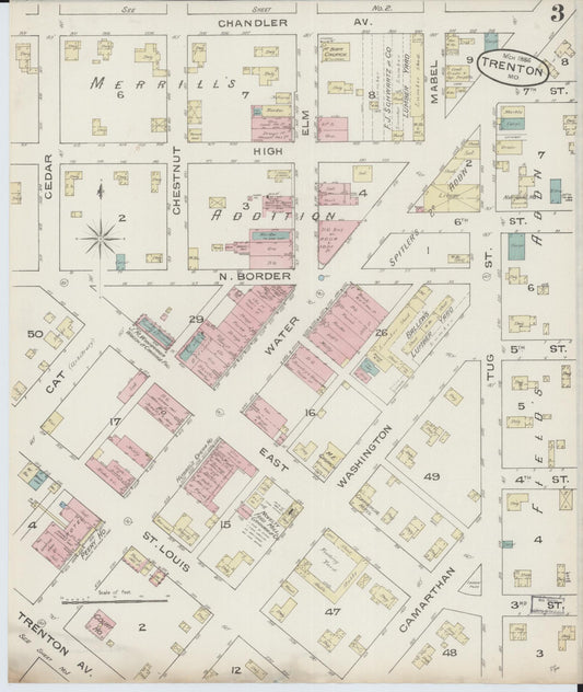 Sanborn Fire Insurance Map from Trenton, Grundy County, Missouri (1886), Sheet #0003 - Historic Sanborn Fire Insurance Map Print, vintage old map wall art, antique decor, genealogy gift, Missouri Missouri map