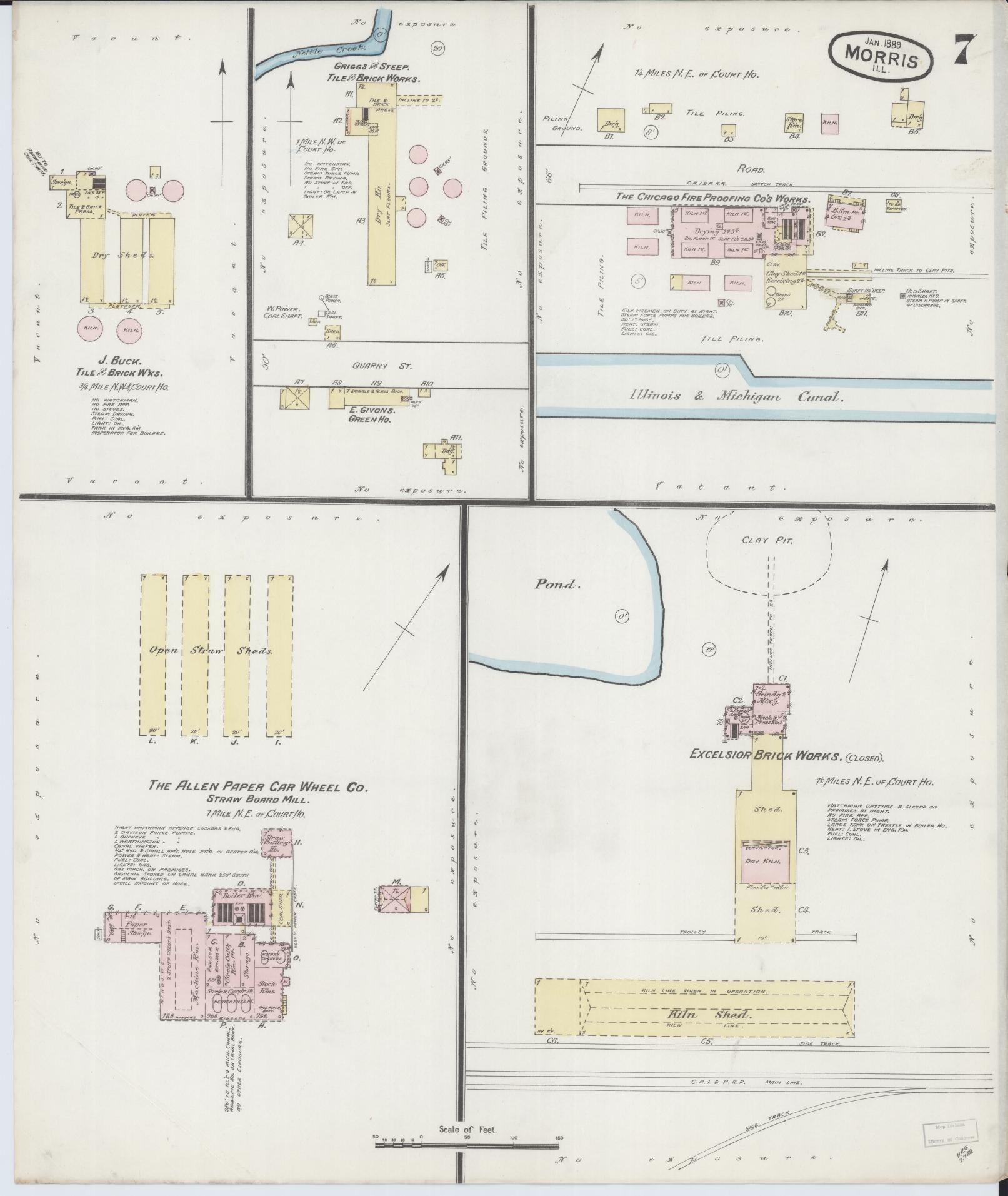 Sanborn Fire Insurance Map from Morris, Grundy County, Illinois (1889), Sheet #0007 - Complete Map Set gallery image, historic Sanborn map, vintage wall art, Illinois Illinois
