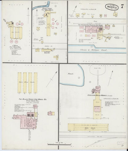Sanborn Fire Insurance Map from Morris, Grundy County, Illinois (1889), Sheet #0007 - Complete Map Set gallery image, historic Sanborn map, vintage wall art, Illinois Illinois
