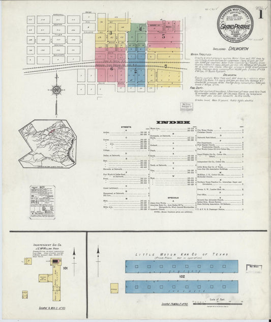 Sanborn Fire Insurance Map from Grand Prairie, Dallas County, Texas (1920), Sheet #0001 - Historic Sanborn Fire Insurance Map Print, vintage old map wall art, antique decor, genealogy gift, Texas Texas map
