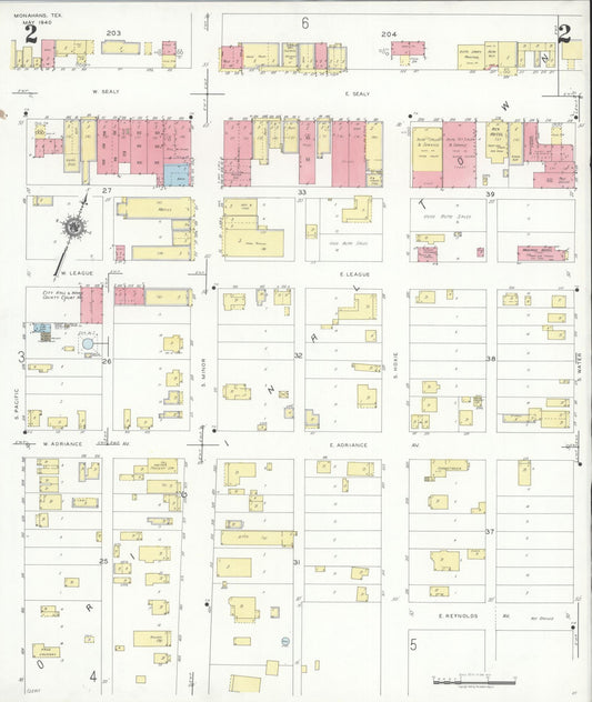 Sanborn Fire Insurance Map from Monahans, Ward County, Texas (1940), Sheet #0002 - Historic Sanborn Fire Insurance Map Print, vintage old map wall art, antique decor, genealogy gift, Texas Texas map