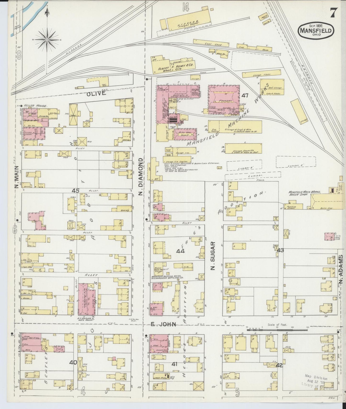 Sanborn Fire Insurance Map from Mansfield, Richland County, Ohio (1892), Sheet #0007 - Complete Map Set gallery image, historic Sanborn map, vintage wall art, Ohio Ohio