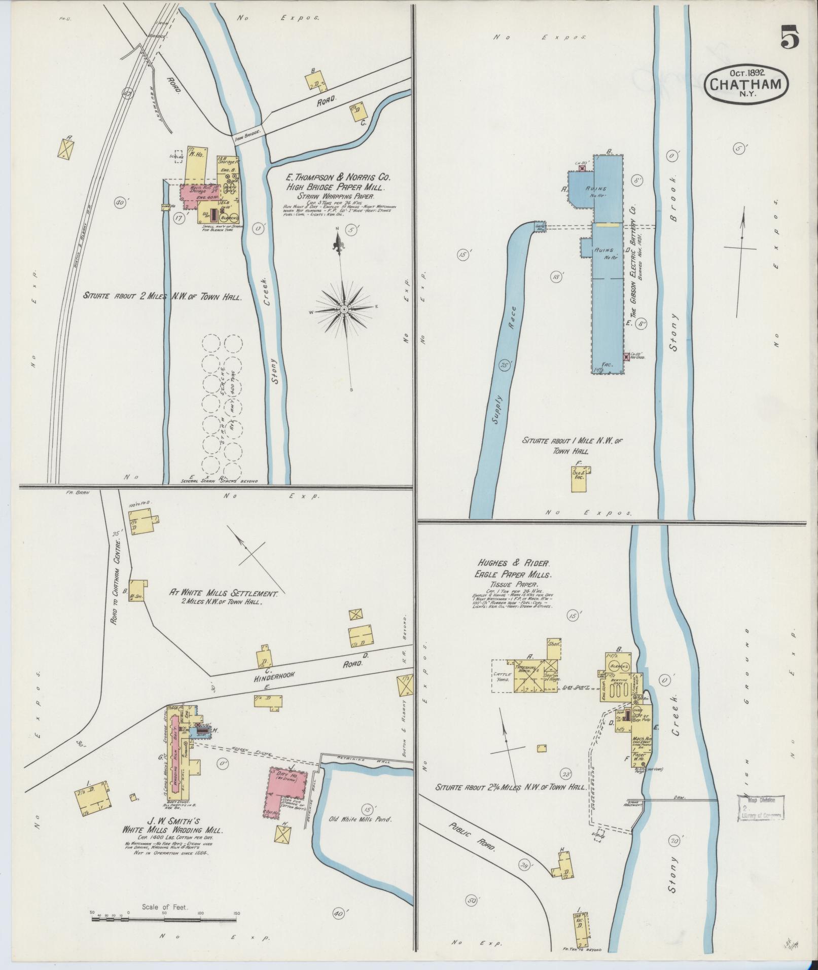 Sanborn Fire Insurance Map from Chatham, Columbia County, New York (1892), Sheet #0005 - Complete Map Set gallery image, historic Sanborn map, vintage wall art, New York New York