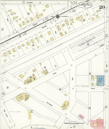 Sanborn Fire Insurance Map from Klamath Falls, Klamath County, Oregon (1921), Sheet #0020 - Complete Map Set gallery image, historic Sanborn map, vintage wall art, Oregon Oregon