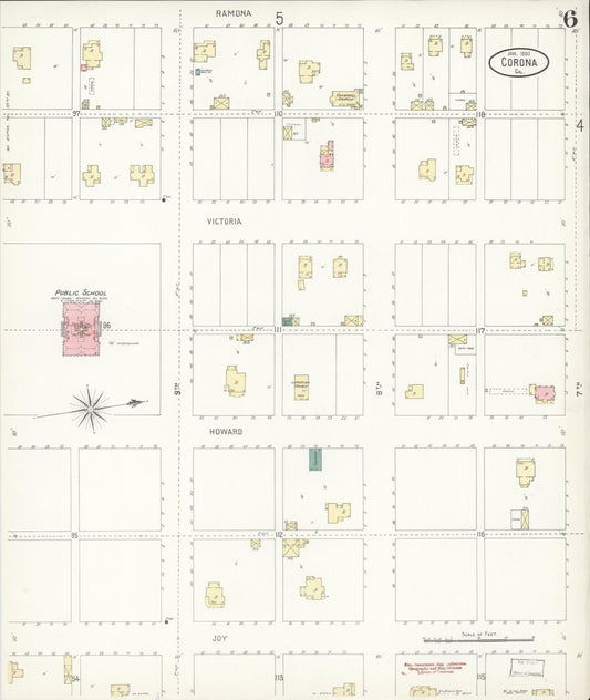 Sanborn Fire Insurance Map from Corona, Riverside County, California (1900), Sheet #0006 - Historic Sanborn Fire Insurance Map Print, vintage old map wall art, antique decor, genealogy gift, California California map
