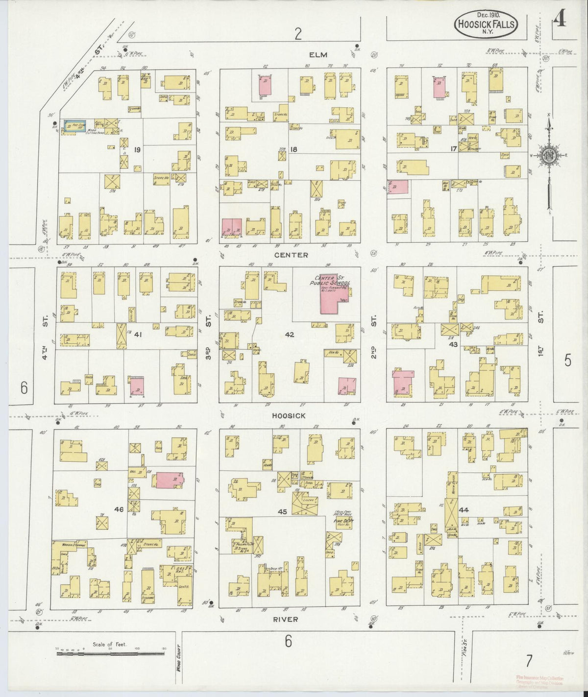 Sanborn Fire Insurance Map from Hoosick Falls, Rensselaer County, New York (1910), Sheet #0004 - Complete Map Set gallery image, historic Sanborn map, vintage wall art, New York New York