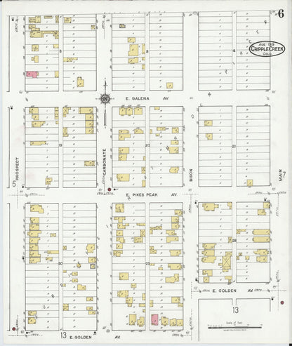 Sanborn Fire Insurance Map from Cripple Creek, Teller County, Colorado (1919), Sheet #0006 - Complete Map Set gallery image, historic Sanborn map, vintage wall art, Colorado Colorado