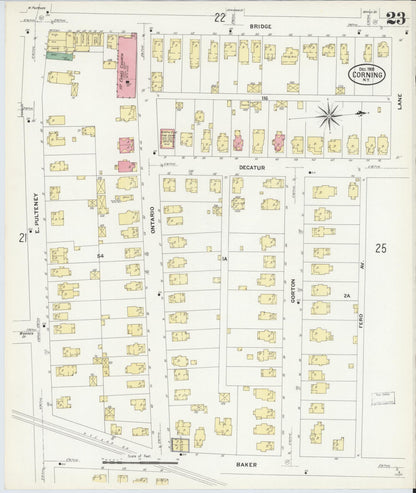 Sanborn Fire Insurance Map from Corning, Steuben County, New York (1908), Sheet #0023 - Complete Map Set gallery image, historic Sanborn map, vintage wall art, New York New York