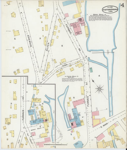 Sanborn Fire Insurance Map from Stafford Springs, Tolland County, Connecticut (1892), Sheet #0004 - Complete Map Set gallery image, historic Sanborn map, vintage wall art, Connecticut Connecticut