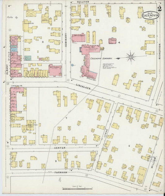 Sanborn Fire Insurance Map from Cazenovia, Madison County, New York (1895), Sheet #0002 - Historic Sanborn Fire Insurance Map Print, vintage old map wall art, antique decor, genealogy gift, New York New York map