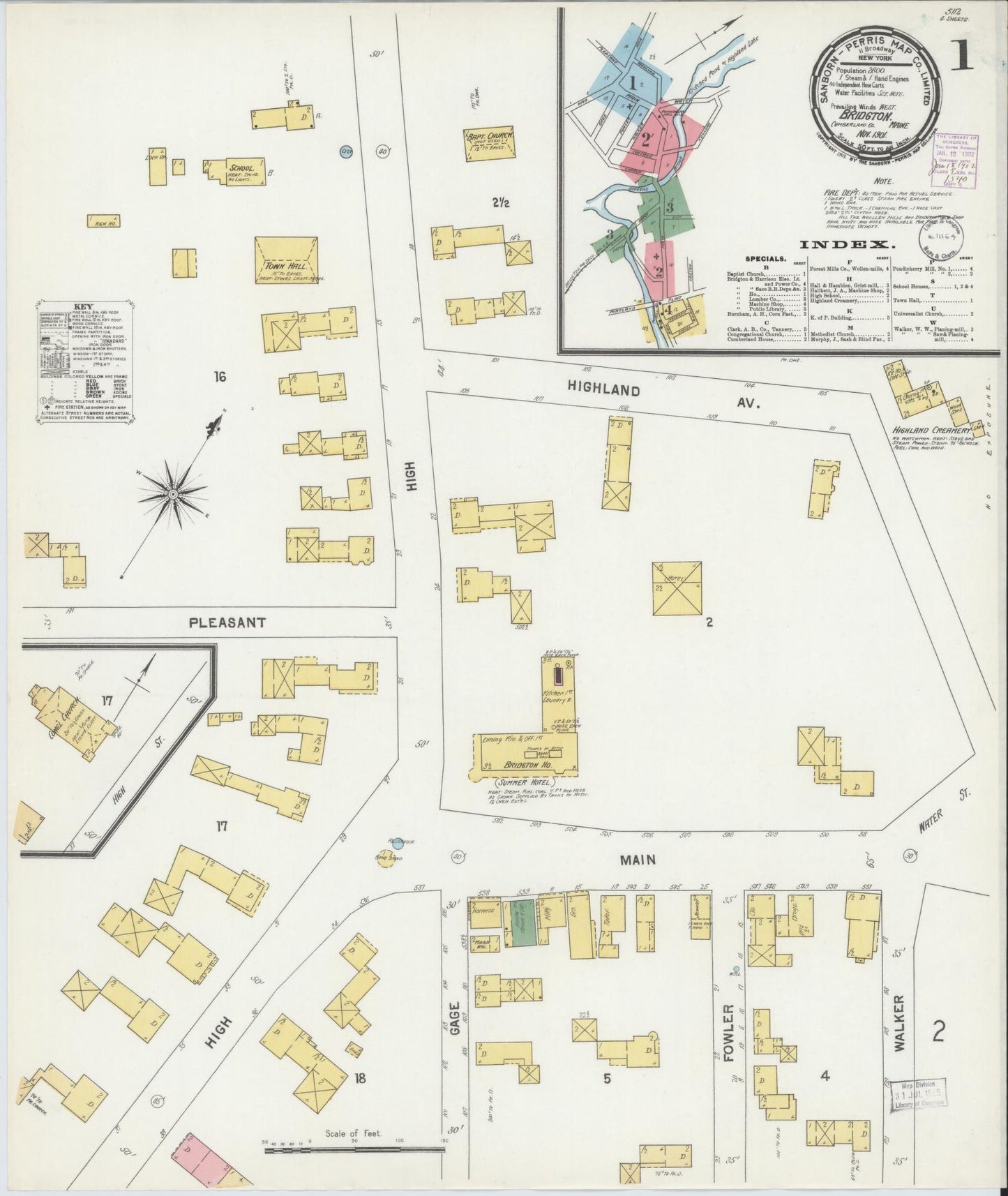 Sanborn Fire Insurance Map from Bridgton, Cumberland County, Maine. (1901) – Historic Sanborn Fire Insurance Map Print