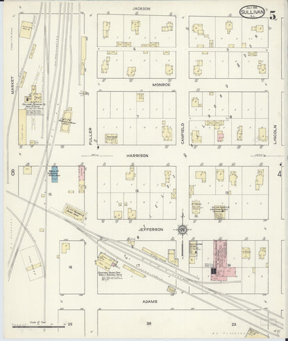 Sanborn Fire Insurance Map from Sullivan, Moultrie County, Illinois (1914), Sheet #0005 - Complete Map Set gallery image, historic Sanborn map, vintage wall art, Illinois Illinois