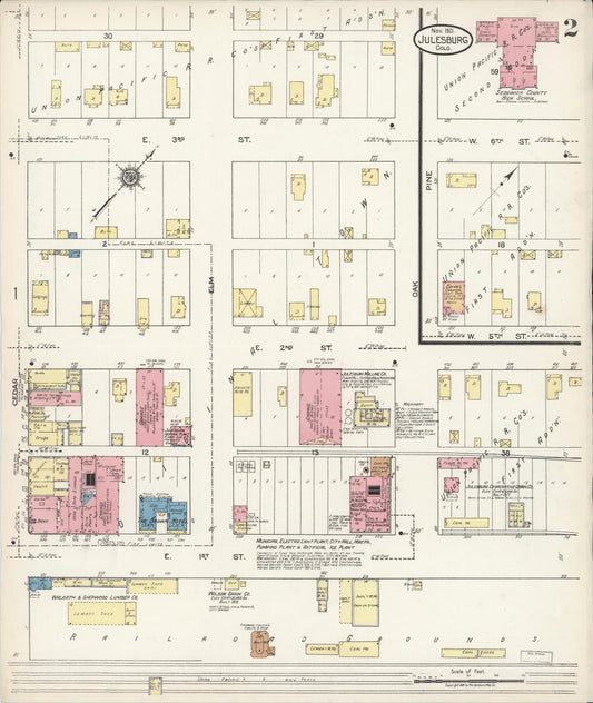 Sanborn Fire Insurance Map from Julesburg, Sedgwick County, Colorado (1921), Sheet #0002 - Historic Sanborn Fire Insurance Map Print, vintage old map wall art, antique decor, genealogy gift, Colorado Colorado map