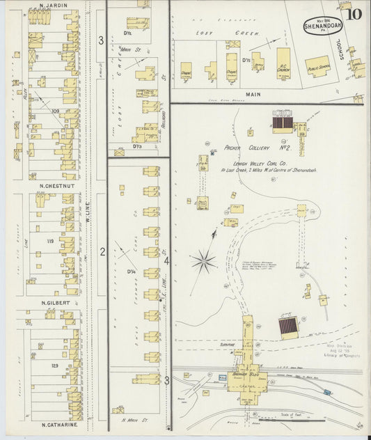 Sanborn Fire Insurance Map from Shenandoah, Schuylkill County, Pennsylvania (1896), Sheet #0010 - Historic Sanborn Fire Insurance Map Print, vintage old map wall art, antique decor, genealogy gift, Pennsylvania Pennsylvania map