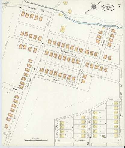 Sanborn Fire Insurance Map from Woodlawn, Beaver County, Pennsylvania (1911), Sheet #0007 - Complete Map Set gallery image, historic Sanborn map, vintage wall art, Pennsylvania Pennsylvania