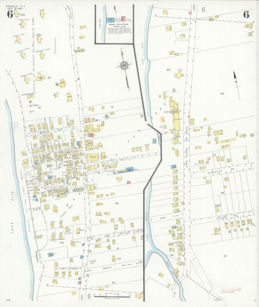 Sanborn Fire Insurance Map from Angola, Erie County, New York (1933), Sheet #0006 - Historic Sanborn Fire Insurance Map Print, vintage old map wall art, antique decor, genealogy gift, New York New York map