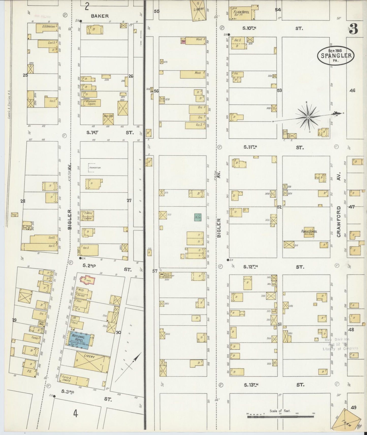 Sanborn Fire Insurance Map from Spangler, Cambria County, Pennsylvania (1905), Sheet #0003 - Complete Map Set gallery image, historic Sanborn map, vintage wall art, Pennsylvania Pennsylvania
