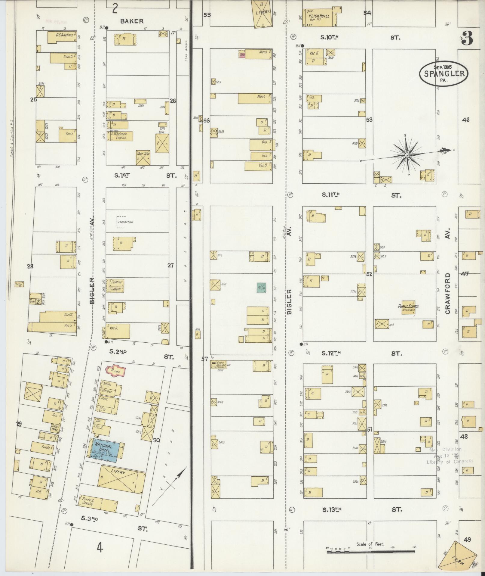 Sanborn Fire Insurance Map from Spangler, Cambria County, Pennsylvania (1905), Sheet #0003 - Complete Map Set gallery image, historic Sanborn map, vintage wall art, Pennsylvania Pennsylvania