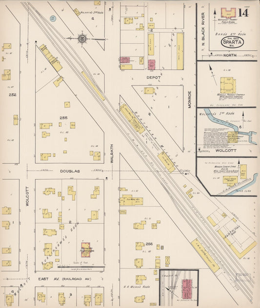 Sanborn Fire Insurance Map from Sparta, Monroe County, Wisconsin (1922), Sheet #0014 - Historic Sanborn Fire Insurance Map Print, vintage old map wall art, antique decor, genealogy gift, Wisconsin Wisconsin map