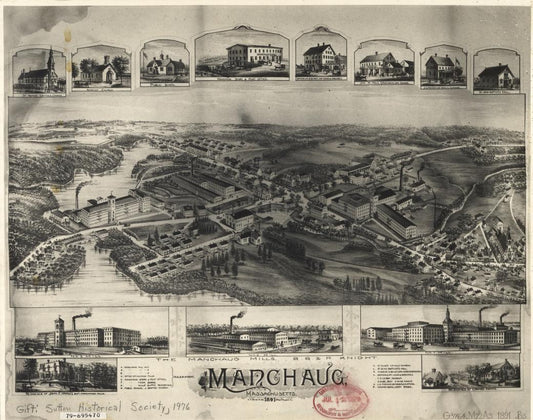 Manchaug, Massachusetts (1891) – Historic Bird’s-Eye View Panorama Print