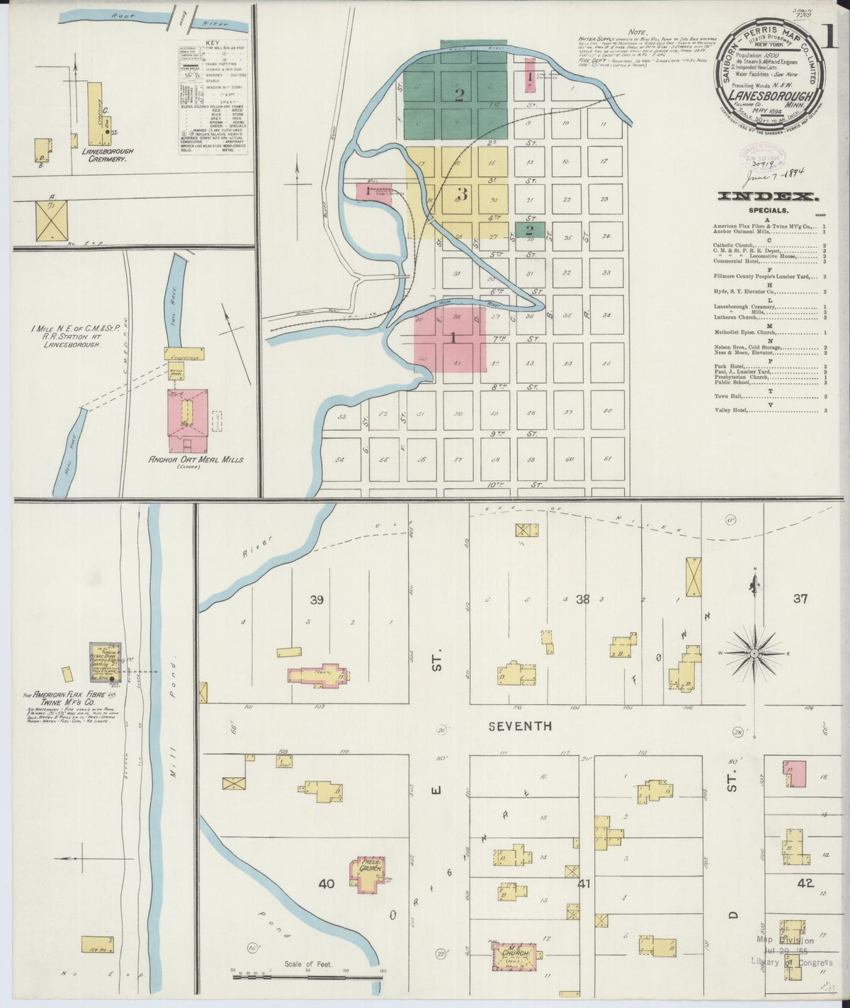 Sanborn Fire Insurance Map from Lanesboro, Fillmore County, Minnesota (1894), Sheet #0001 - Complete Map Set gallery image, historic Sanborn map, vintage wall art, Minnesota Minnesota