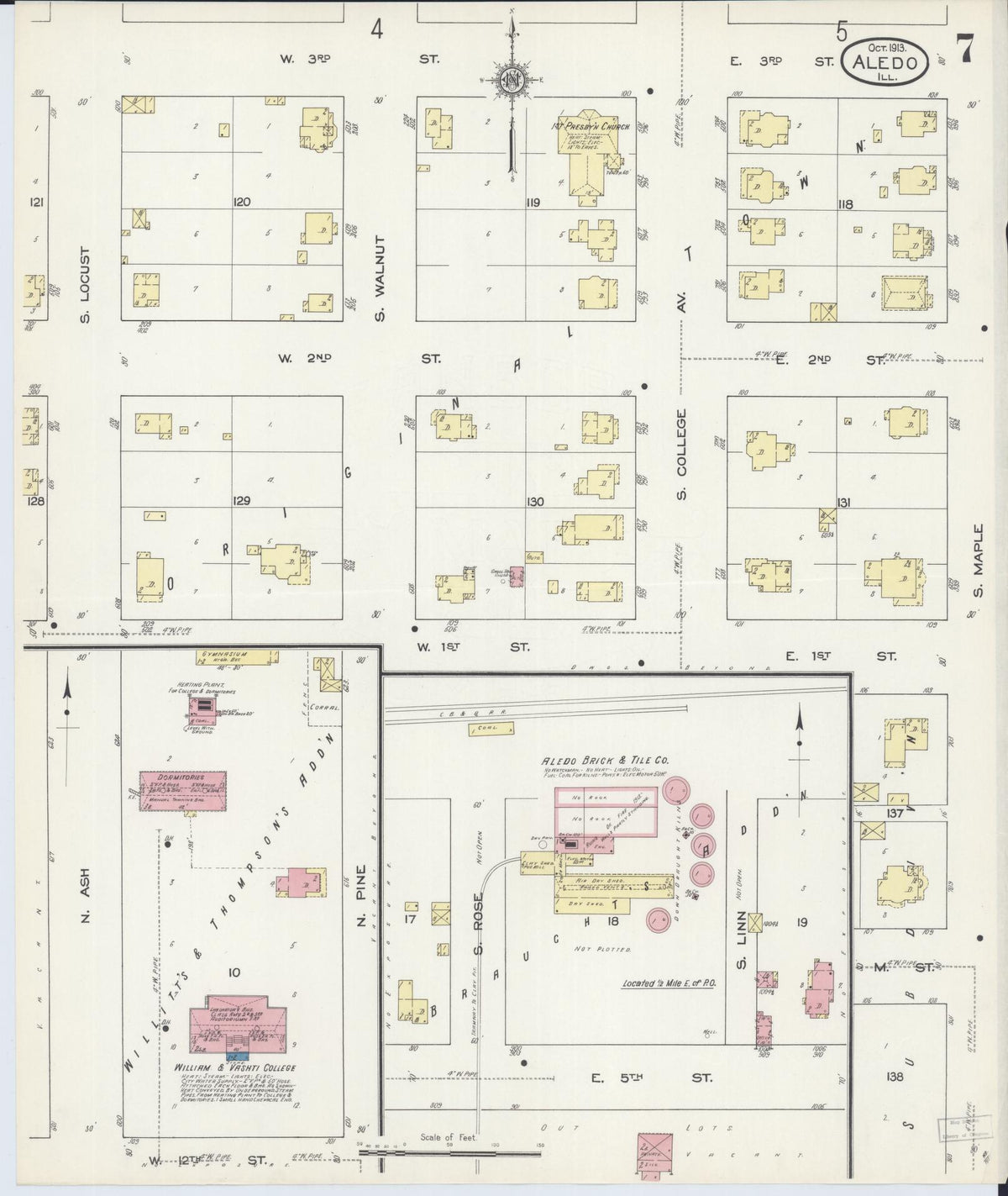 Sanborn Fire Insurance Map from Aledo, Mercer County, Illinois (1913), Sheet #0007 - Complete Map Set gallery image, historic Sanborn map, vintage wall art, Illinois Illinois