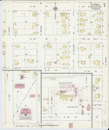 Sanborn Fire Insurance Map from Aledo, Mercer County, Illinois (1913), Sheet #0007 - Complete Map Set gallery image, historic Sanborn map, vintage wall art, Illinois Illinois