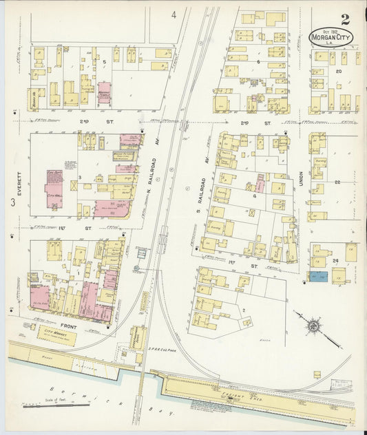 Sanborn Fire Insurance Map from Morgan City, Saint Mary Parish, Louisiana (1912), Sheet #0002 - Historic Sanborn Fire Insurance Map Print, vintage old map wall art, antique decor, genealogy gift, Louisiana Louisiana map