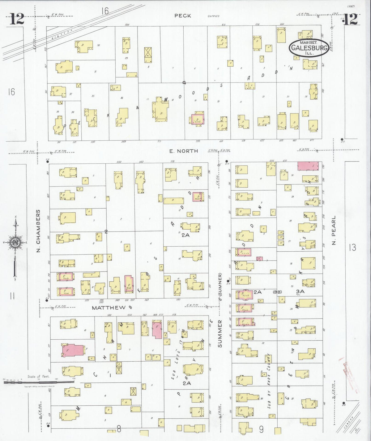 Sanborn Fire Insurance Map from Galesburg, Knox County, Illinois (1927), Sheet #0012 - Complete Map Set gallery image, historic Sanborn map, vintage wall art, Illinois Illinois
