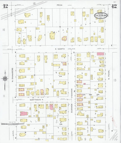 Sanborn Fire Insurance Map from Galesburg, Knox County, Illinois (1927), Sheet #0012 - Complete Map Set gallery image, historic Sanborn map, vintage wall art, Illinois Illinois