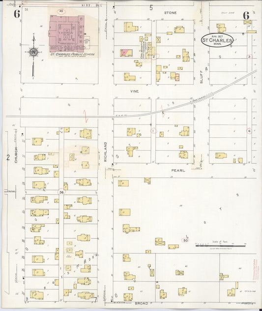 Sanborn Fire Insurance Map from Saint Charles, Winona County, Minnesota (1940), Sheet #0006 - Historic Sanborn Fire Insurance Map Print, vintage old map wall art, antique decor, genealogy gift, Minnesota Minnesota map