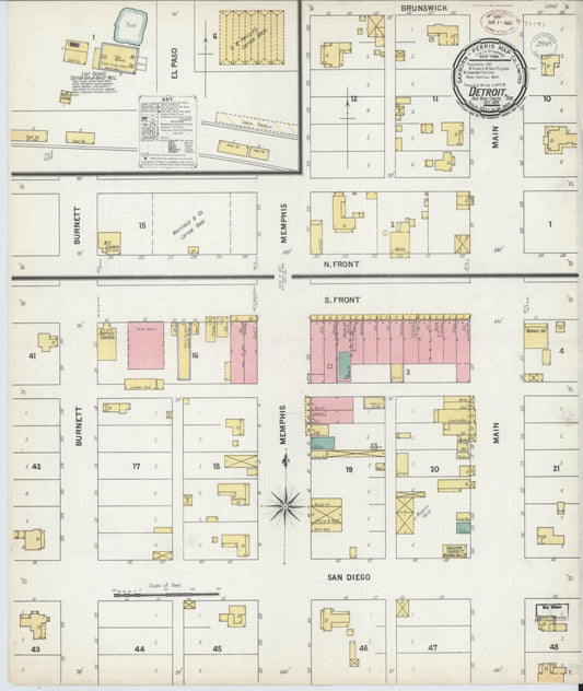 Sanborn Fire Insurance Map from Detroit, Red River County, Texas (1899), Sheet #0001 - Historic Sanborn Fire Insurance Map Print, vintage old map wall art, antique decor, genealogy gift, Texas Texas map