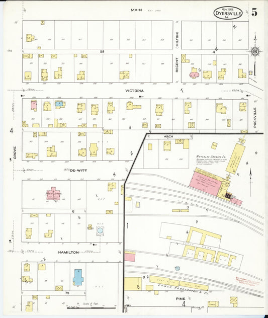 Sanborn Fire Insurance Map from Dyersville, Dubuque County, Iowa (1915), Sheet #0005 - Historic Sanborn Fire Insurance Map Print, vintage old map wall art