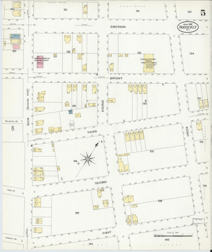 Sanborn Fire Insurance Map from Roosevelt, Middlesex County, New Jersey (1908), Sheet #0005 - Historic Sanborn Fire Insurance Map Print, vintage old map wall art, antique decor, genealogy gift, New Jersey New Jersey map