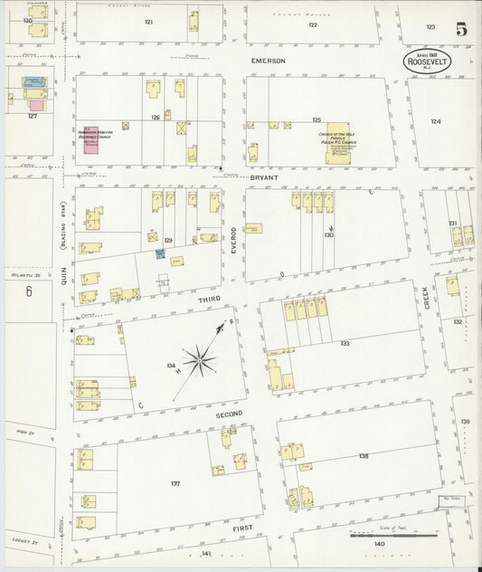 Sanborn Fire Insurance Map from Roosevelt, Middlesex County, New Jersey (1908), Sheet #0005 - Historic Sanborn Fire Insurance Map Print, vintage old map wall art, antique decor, genealogy gift, New Jersey New Jersey map