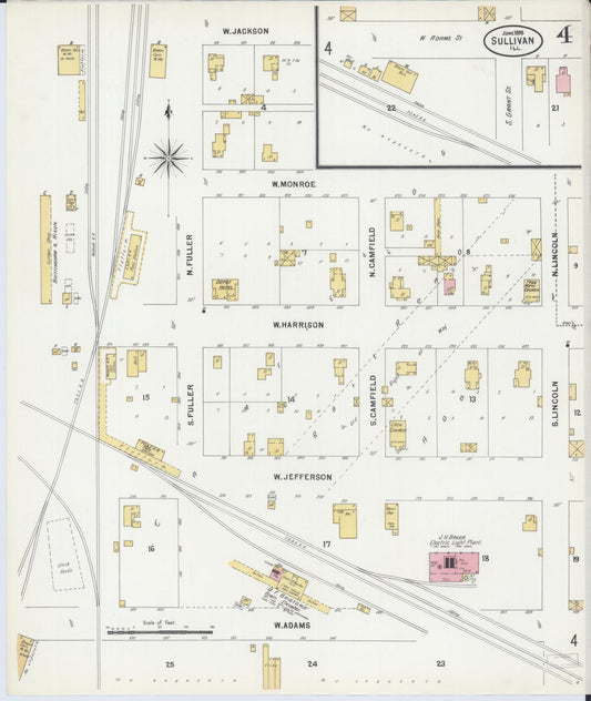 Sanborn Fire Insurance Map from Sullivan, Moultrie County, Illinois (1898), Sheet #0004 - Historic Sanborn Fire Insurance Map Print, vintage old map wall art, antique decor, genealogy gift, Illinois Illinois map