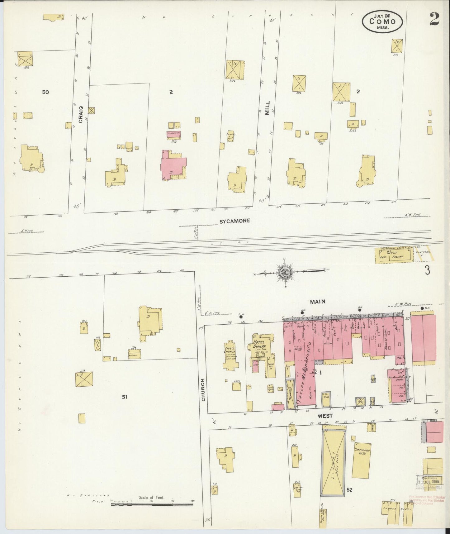 Sanborn Fire Insurance Map from Como, Panola County, Mississippi (1911), Sheet #0002 - Complete Map Set gallery image, historic Sanborn map, vintage wall art, Mississippi Mississippi