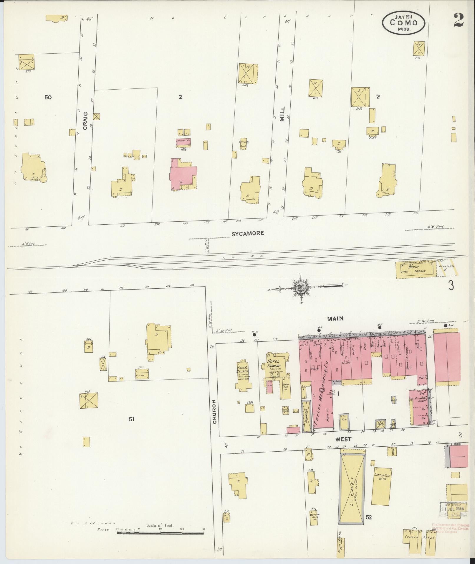 Sanborn Fire Insurance Map from Como, Panola County, Mississippi (1911), Sheet #0002 - Complete Map Set gallery image, historic Sanborn map, vintage wall art, Mississippi Mississippi