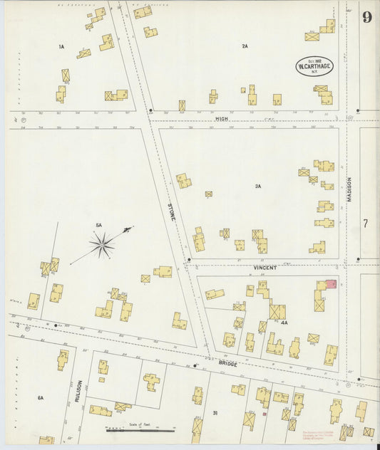 Sanborn Fire Insurance Map from Carthage, Jefferson County, New York (1902), Sheet #0009 - Historic Sanborn Fire Insurance Map Print, vintage old map wall art, antique decor, genealogy gift, New York New York map