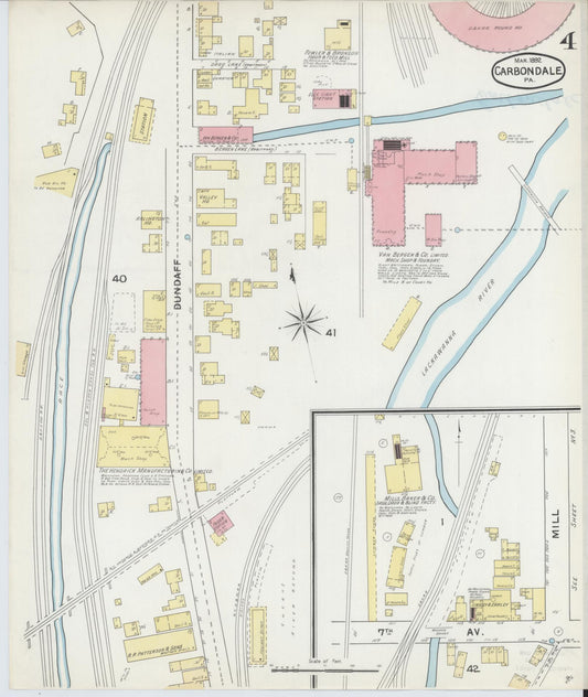Sanborn Fire Insurance Map from Carbondale, Lackawanna County, Pennsylvania (1892), Sheet #0004 - Historic Sanborn Fire Insurance Map Print, vintage old map wall art, antique decor, genealogy gift, Pennsylvania Pennsylvania map
