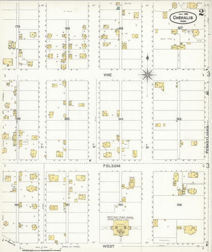 Sanborn Fire Insurance Map from Chehalis, Lewis County, Washington (1896), Sheet #0002 - Complete Map Set gallery image, historic Sanborn map, vintage wall art, Washington Washington