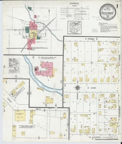 Sanborn Fire Insurance Map from Green Springs, Sandusky And Seneca Counties, Ohio (1921), Sheet #0001 - Historic Sanborn Fire Insurance Map Print, vintage old map wall art, antique decor, genealogy gift, Ohio Ohio map