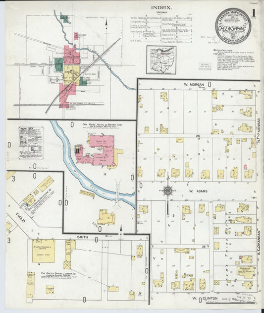 Sanborn Fire Insurance Map from Green Springs, Sandusky And Seneca Counties, Ohio (1921), Sheet #0001 - Historic Sanborn Fire Insurance Map Print, vintage old map wall art, antique decor, genealogy gift, Ohio Ohio map