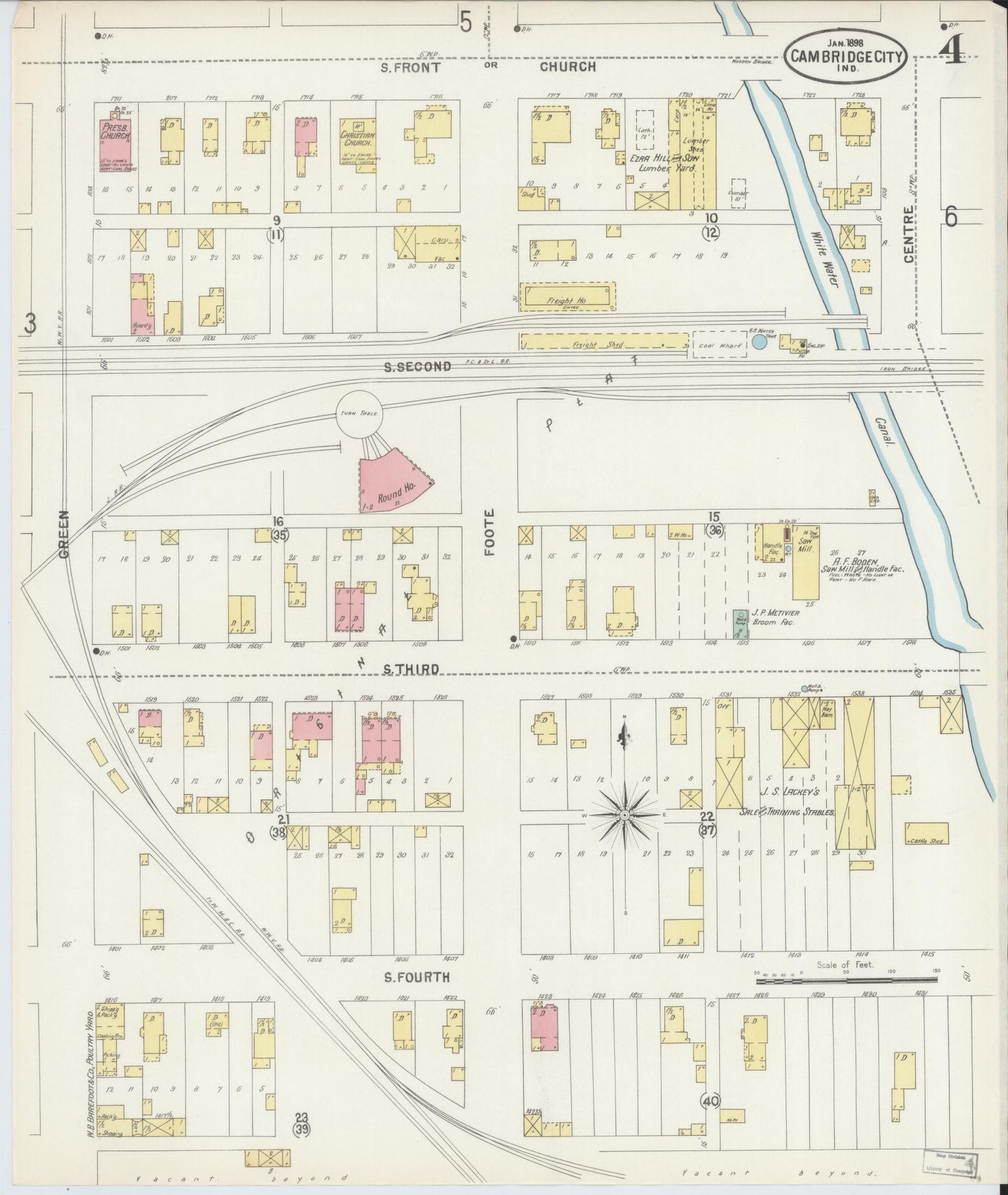 Sanborn Fire Insurance Map from Cambridge City, Wayne County, Indiana (1898), Sheet #0004 - Complete Map Set gallery image, historic Sanborn map, vintage wall art, Indiana Indiana