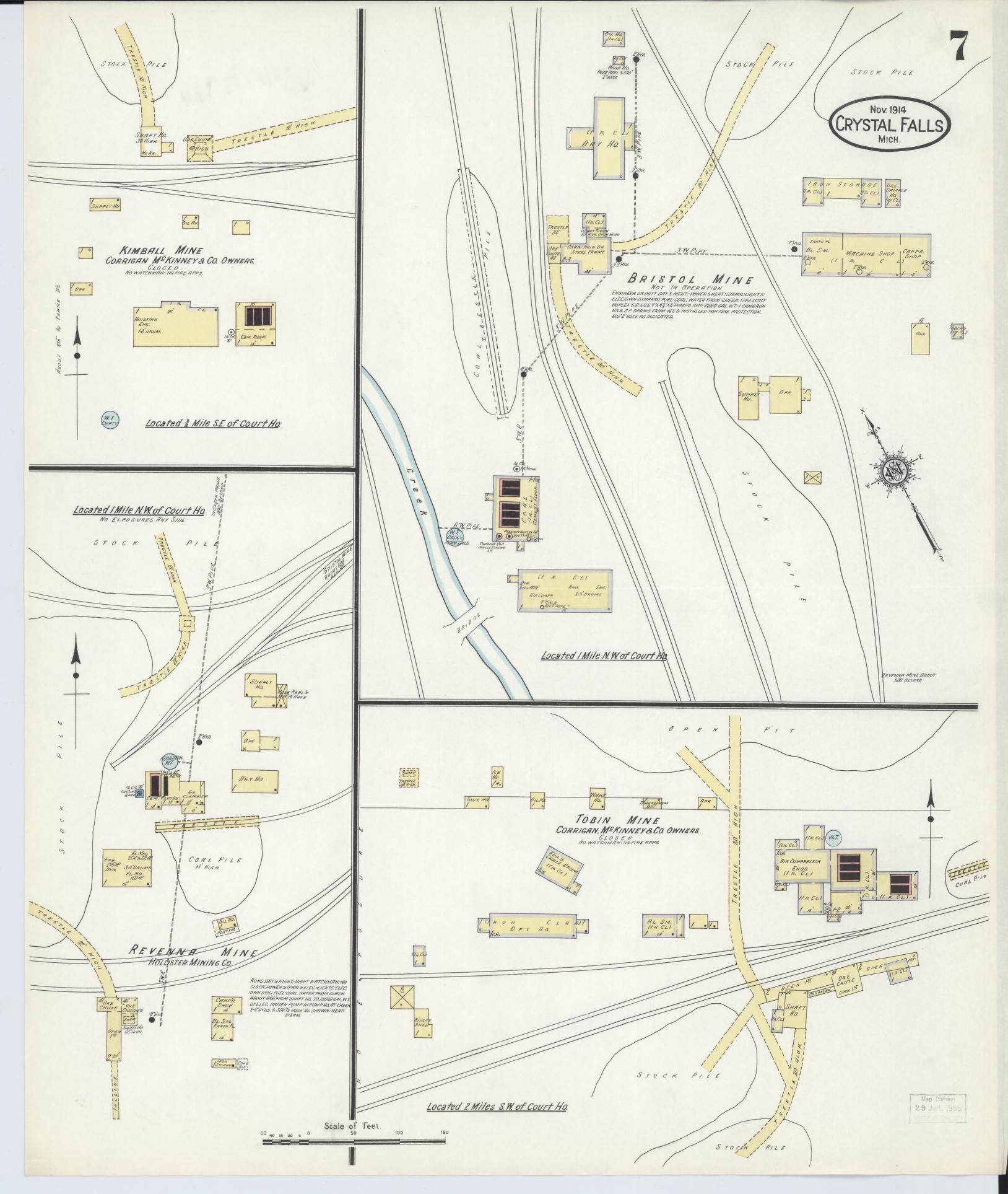 Sanborn Fire Insurance Map from Crystal Falls, Iron County, Michigan (1914), Sheet #0007 - Complete Map Set gallery image, historic Sanborn map, vintage wall art, Michigan Michigan