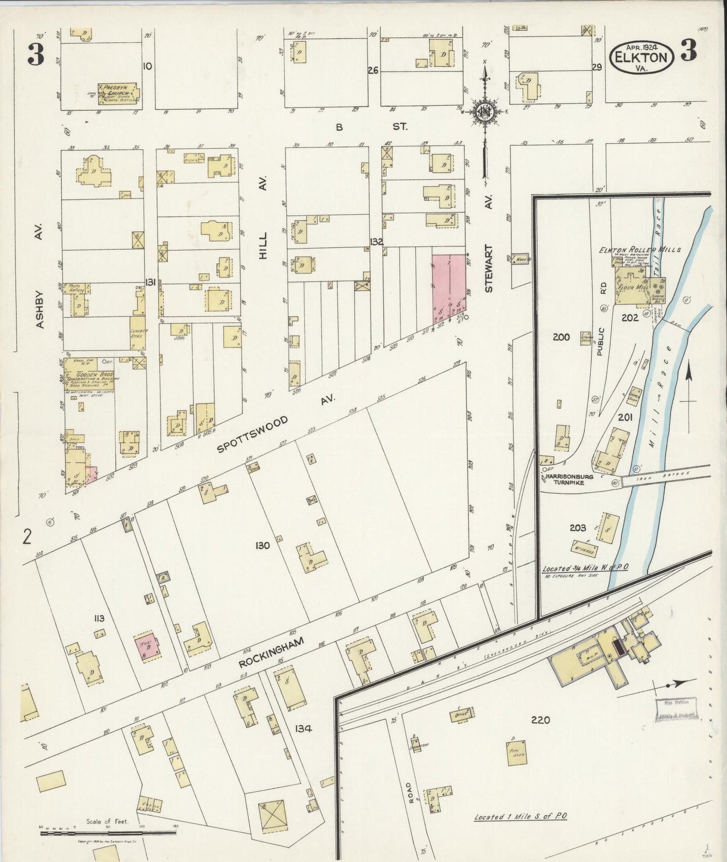 Sanborn Fire Insurance Map from Elkton, Rockingham County, Virginia (1924), Sheet #0003 - Complete Map Set gallery image, historic Sanborn map, vintage wall art, Virginia Virginia
