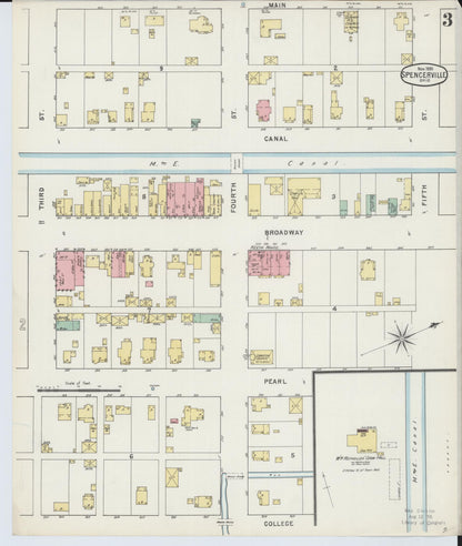 Sanborn Fire Insurance Map from Spencerville, Allen County, Ohio (1895), Sheet #0003 - Historic Sanborn Fire Insurance Map Print, vintage old map wall art, antique decor, genealogy gift, Ohio Ohio map