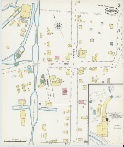 Sanborn Fire Insurance Map from Rosendale, Ulster County, New York (1892), Sheet #0005 - Complete Map Set gallery image, historic Sanborn map, vintage wall art, New York New York